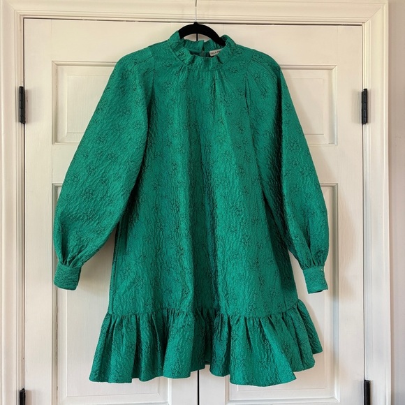 Ulla Johnson Emilia Dress in Turquoise Size 0 Textured Mock‎ Neck Mini Dress - Picture 3 of 15